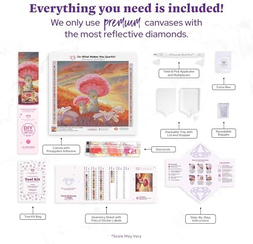 DIAMOND ART CLUB Peach Mushroom Twilight Diamond Art Kits for Adults