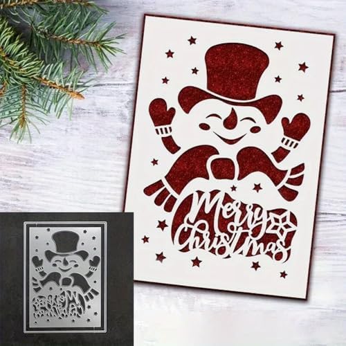 Lapoo Christmas Metal Cutting Die for Scrapbooking, 3D Backgrounds Frame Cutting Dies DIY Album Card Making Decor Paper Metal Die Cuts Party Wedding Decorations (Snowman Backgrounds 6 x 4.4 in)