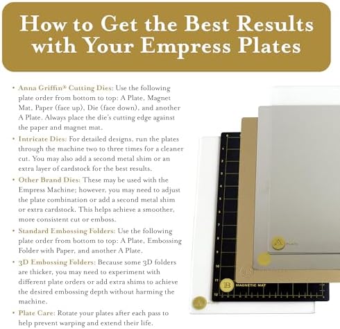 Anna Griffin Scrapbooking Die-Cutting & Embossing Plates System with Powerful Magnetic Sheet, Die Cutting Machine Accessories for Crafting and Card Making - Empress Full Plates Set, Large 8.6 x 13.5