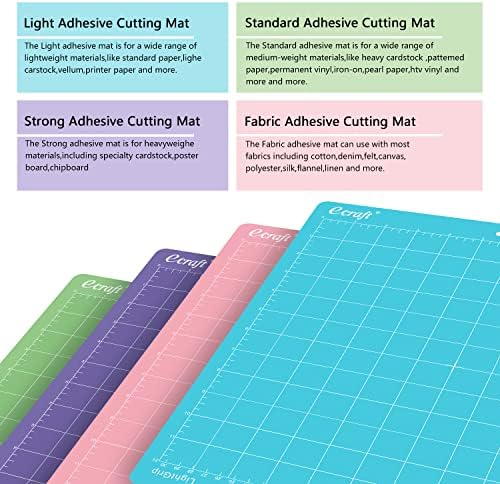Ecraft 12x12 Cutting Mat 6-Pack (Standard, Light, Strong, Fabric Adhesive) Compatible with Cricut Maker 3/4/Maker, Explore 3/4/Air 2/One, Multi Adhesive Sticky Craft Mats Accessories