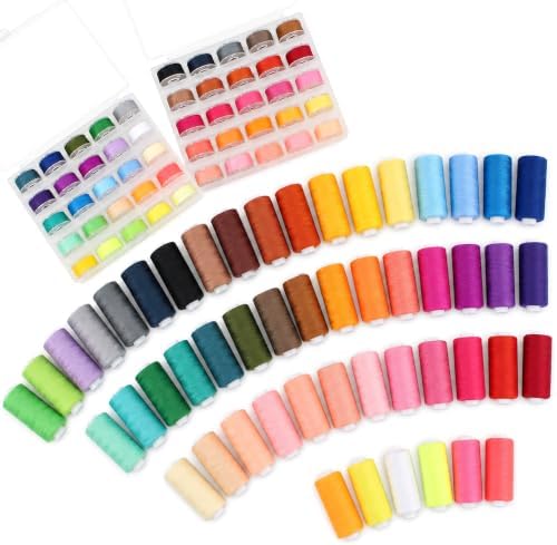 Sewing Machine Hand Thread Kit, 50 Bobbins + 50 Thread Spools