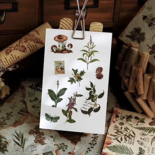 Dizdkizd Plant Themed Washi Stickers for Journaling Scrapbooking Planner Sticker Ephemera Sticker Book Junk Journal Stickers for Adults - 20 Sheets (180 Pieces)
