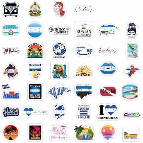 Honduras Stickers for Water Bottle and Laptop - Honduras Party Supplies & Decorations, Waterproof Vinyl Decals, Honduran Flag and Culture Stickers, Gifts for Women & Men