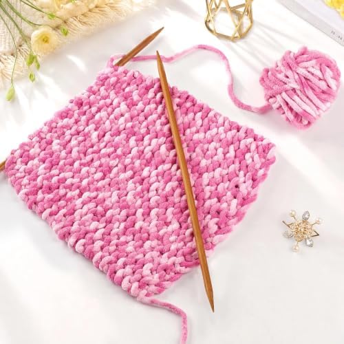 6 Super Bulky Blanket Yarn for Crocheting - Chunky Chenille Variegated Yarn