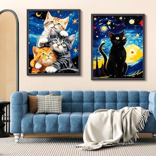 ZTOTZ Cat Paint by Numbers Kit for Adults, Animal Paint by Numbers Cats Kits, Kitten Painting by Numbers for Beginner,16x20 Canvas Set