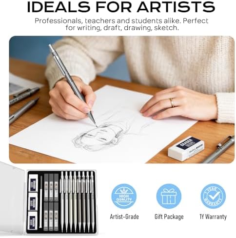 Nicpro 8 Pack Mechanical Pencil 0.7mm, MB1000 Metal Mechanical Pencil Set