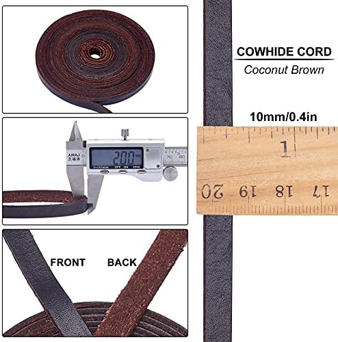 GORGECRAFT 197 Inch 0.4"/10mm Dark Brown Genuine Leather Strap Full Grain Belt Blank Strips Flat Leather Cord for Jewelry Making DIY Craft Sewing Projects Belts Keychains