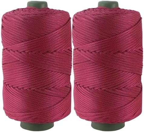 400gram Art Yarn Cord Burgundy Polyester Yarn Macrame Knitting Crocheting DIY Bags Crochet Basket Summer Hat Craft Cord 3mm Macrame Cord Rope 438yds 1314 Feet