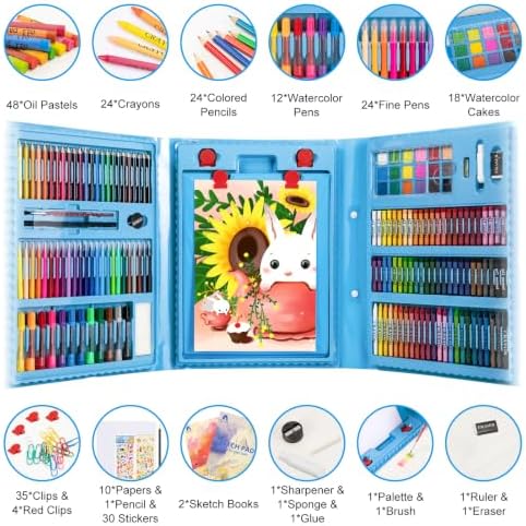 VigorFun Art Supplies, 240 PCS Drawing Art Kit, Gifts Art Set Case, Blue