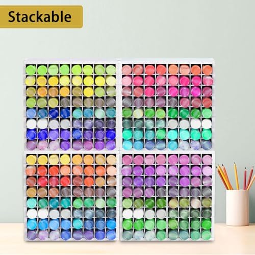 Krafetto 2 Pack 64-Grid Paint Organizer for 2 Oz Bottles, Wall Mount