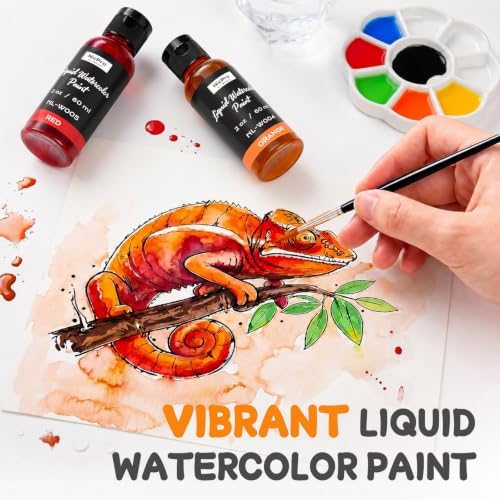 Nicpro 6 Colors Liquid Watercolor Paint Set, 2 oz Concentrated Water Color