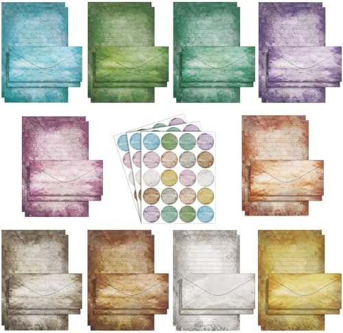 TaoBary 160 Pcs Vintage Colors Stationery Paper and Envelopes Set