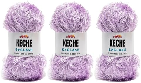 Eyelash Fun Fur Yarn - Premium Soft Crochet Yarn DIY Hand Knitting 100% Polyester 175 Yds 3.53 Oz (Pack of 3) - Lilac