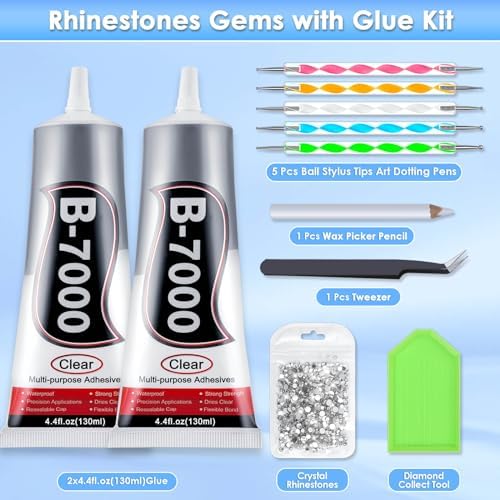 B7000 Rhinestones Glue for Crafts, 2pcs 130ML Glue of Diamond Jewelry