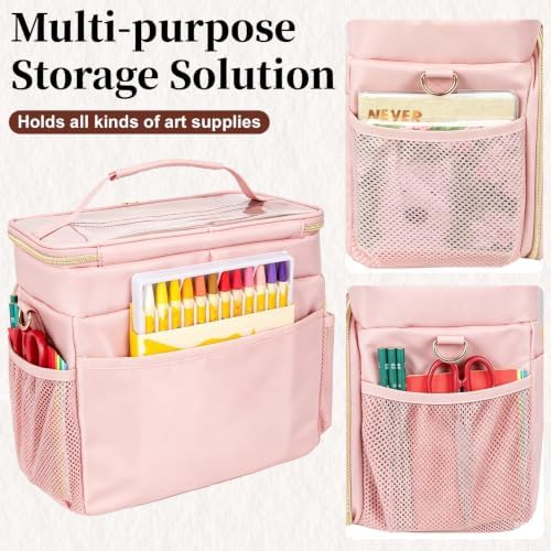 Large Double-Layer Marker Organizer Case for 200-300 Markers, Pink