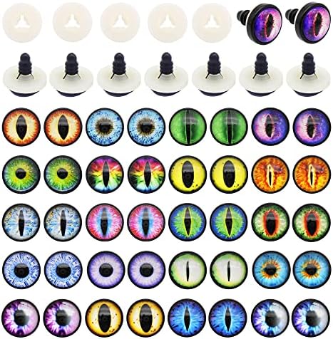 Julie Wang 40PCS 18MM Dragon Safety Eyes Animal Crafts Making Supplies for Adult Artist Model Enthusiast Amigurumi Crochet Project DIY with Washer 0.71inches