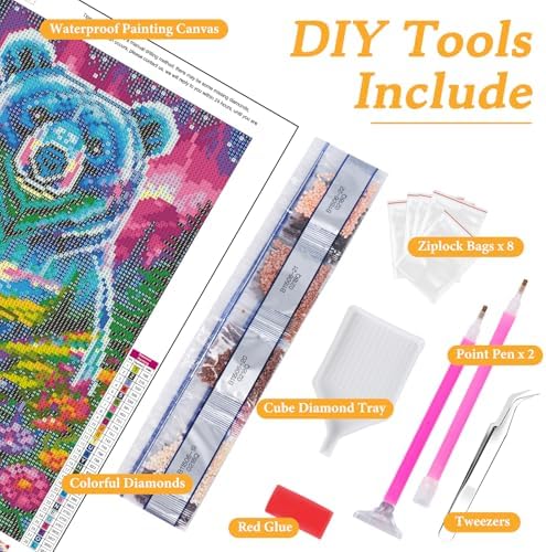 Okarina Diamond Art Kits for Adults & Beginners, Bear Diamond Painting Kit