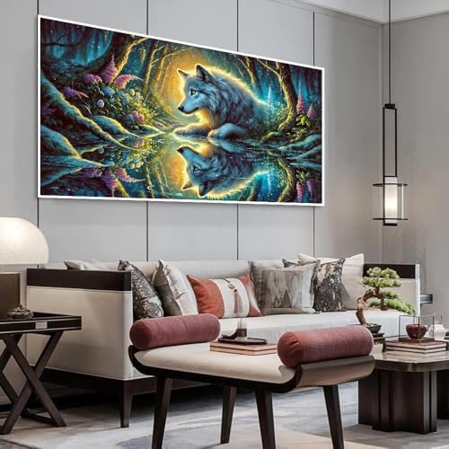 Large Diamond Art Kits for Adults, Big Forest Wolf Diamond Painting Kits