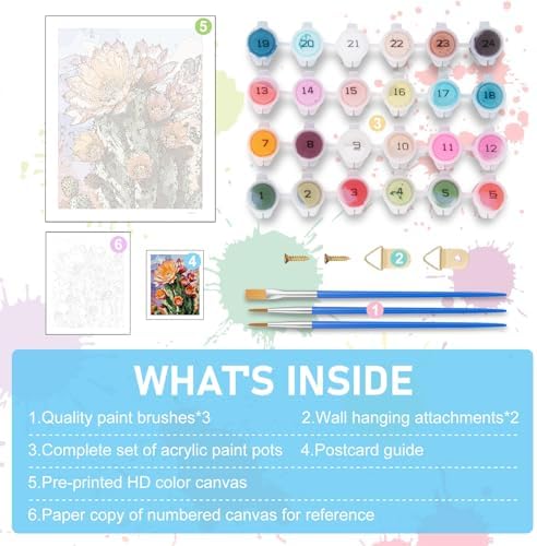 Paint by Numbers Kit for Adults, Cactus DIY Acrylic Canvas Painting Set