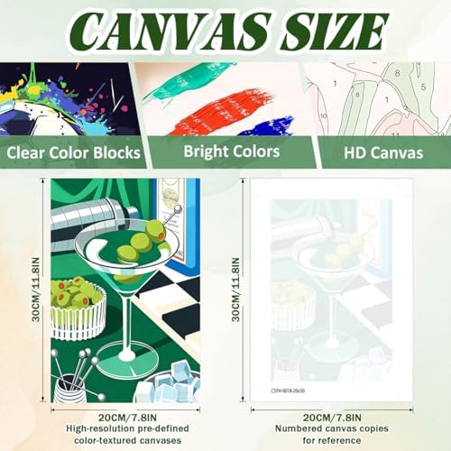 ICYANART 4 Pack Cocktail Paint by Numbers Kit for Adults with Frame Easy