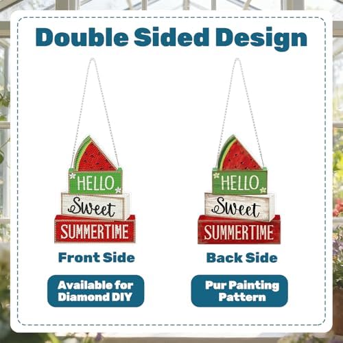 CRZMODE Summer Diamond Art Hanging Kit for Adults, Waterlemon Pendant Diamonds Painting Art Kit, Special Crystal Diamond Art Painting Pendant Ornament, Craft Gift for Women Home Window Decor