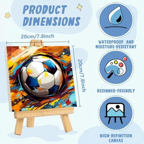 XTCIXAL Paint by Numbers Kit for Kids with Frame, Soccer, 8X8 inch