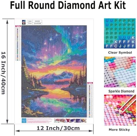 Aurora Mountain Diamond Art Kit for Adults,Starry Sky Diamond Painting