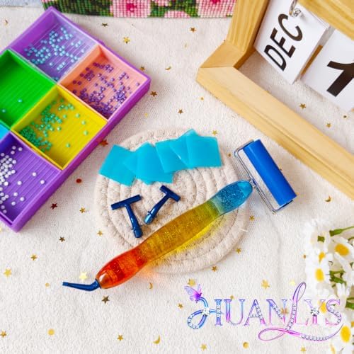 Huanlys Diamond Art Pens Tools Diamond Painting Accessories Kits with 135° Ergonomic Screw Elbow Steel Metal Tip Nibs Placers Roller Tool Accessories (Starry Blue)