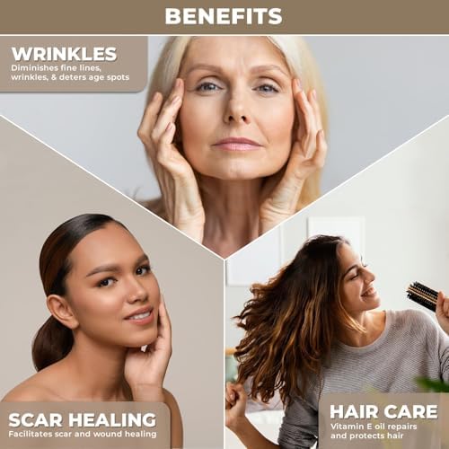 Vitamin E Oil - Cold Pressed for Skin, Face & Hair| 100% Pure Body Oil After Shower | Acne, Spots & Marks | Nails Moisturizer & Cuticle Care | Soap Making Supplies
