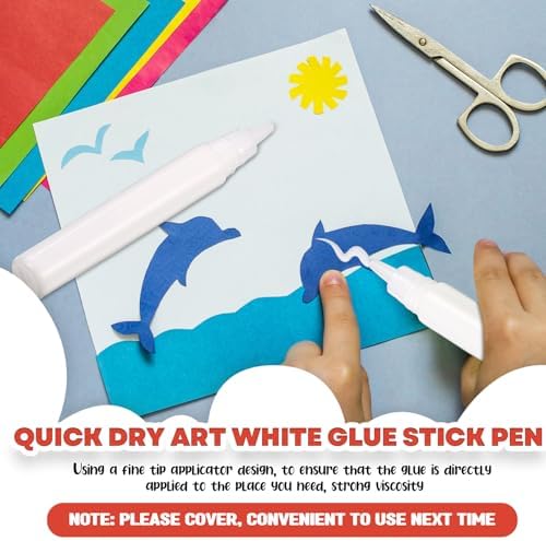 MotiMind 60 White Tacky Glue Pens Quick Dry, Mini Glue Bottles Bulk,White