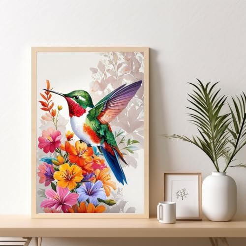 Hummingbird Framed Paint by Numbers Kit for Adults Beginner 8x12 inch