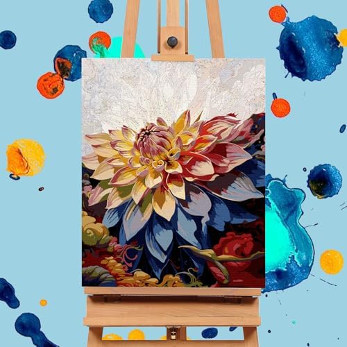 Paint by Numbers Kit for Adults, Flowers DIY Acrylic Canvas Painting Set