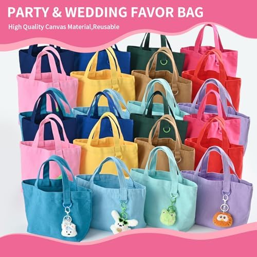 1 | 12 | 24 Pack Small Canvas Tote Bags, Mini Tote Bags Bulk for Women, DIY Blank Reusable Cute Sublimation Tote Bag
