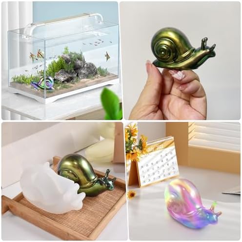 2 Pack Animal Silicone Molds, Snail Resin Molds with Realistic Snail Shapes, 3D Lifelike Silicone Molds for Resin Casting, DIY Crafts Halloween Home Wall Desktop Decor (Snail)