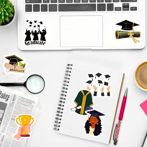 Graduation Stickers 2026, College Stickers, 100 Pcs Class of 2026 Stickers for Graduation Decorations, Graduation Party Decorations 2026, Waterproof Vinyl Stickers for Water Bottle, Laptop, Skateboard