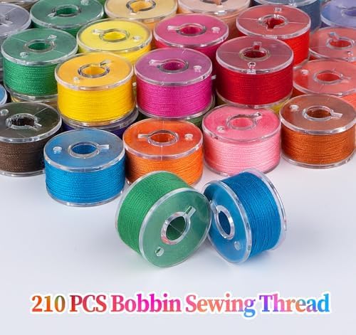 210 Pcs Prewound Bobbin Thread Set – 36 Colors Size A Bobbins