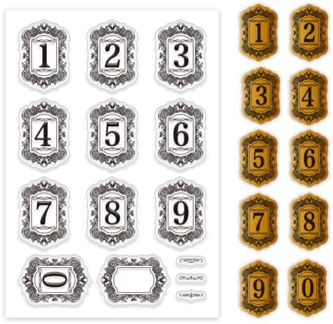 PH PandaHall Number Clear Stamps, Retro Frame Rubber Stamps Letter Transparent Seal Stamp Number with Vinatge Frame Silicone Stamp for Card Making Photo Album DIY Scrapbooking, 6.3x4.3inch/16x11cm