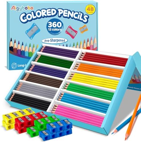 360 Count Colored Pencils Bulk, Color Pencils for Kids Classroom, 12 Colors