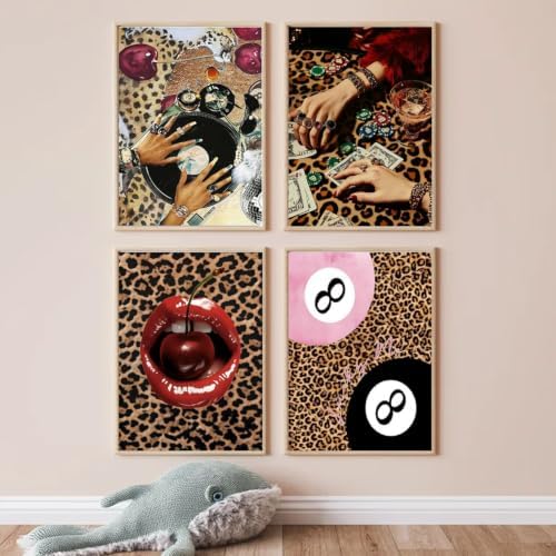 AIBOERL 4 Pack Paint by Numbers Kit for Adults Beginner,Leopard,12X16In