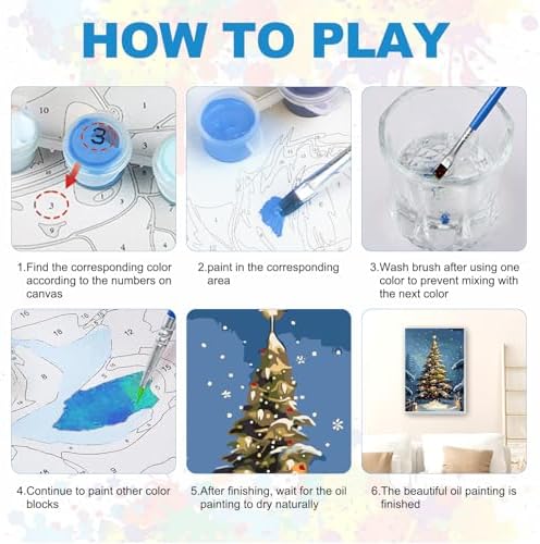 SENQAO Christmas Tree Paint by Numbers for Adults Beginners Framed, Christmas Adults' Paint-by-Number Kits, Adult Paint by Number Kits on Canvas, Acrylic Number Painting for Home Decor, 8x12inch