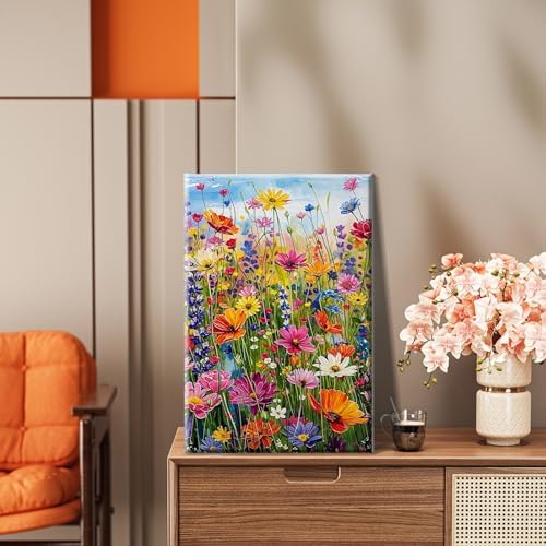 HeeBenor Framed Paint by Numbers Kit for Adults, Flowers Paint by Number with Easel, DIY Floral Acrylic Oil Painting Kit, Adult Paint by Number Kits Framed Canvas for Home Decor 8x12 Inch