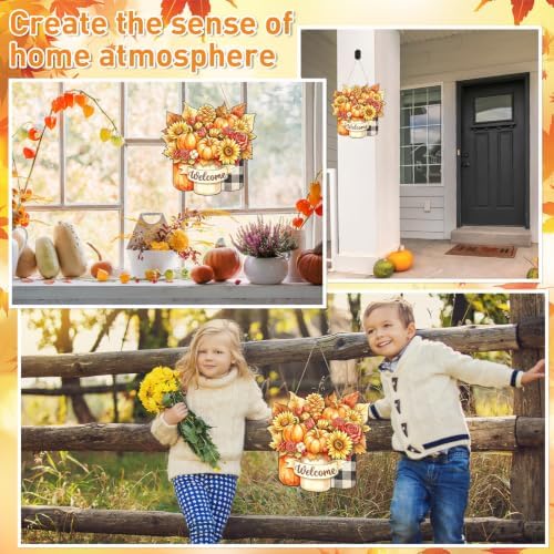 Unfinished Fall Wreaths Wood Crafts to Paint Set of 3, 11" Bulk Autumn Leaves Pumpkin Wreath Ornaments for Painting, Unfinished Wood Cutouts DIY Ornaments for Front Door with Ropes