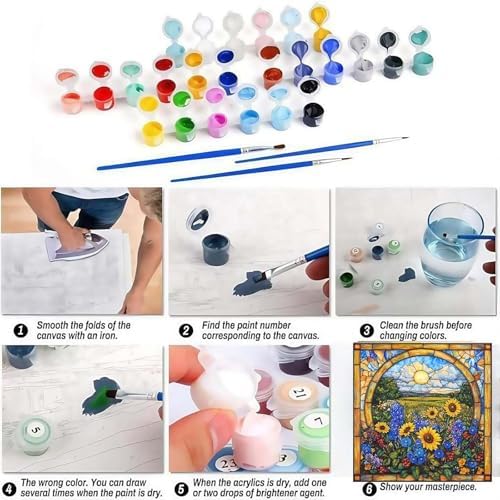 niurenmaoyi Sunflower Paint by Numbers Kit for Adult Beginner,16X16in