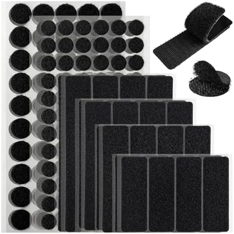 138 Sets Nylon Heavy-Duty Hook and Loop Tape, Various Sizes for Crafts, Office Use, and Wall Mounting