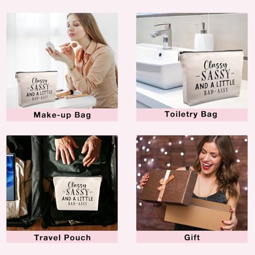 Funny Birthday Gifts for Her & Him - Sarcastic Gifts for Friends, Farewell & Christmas - Classy, Sassy & Badassy Cosmetic Bag