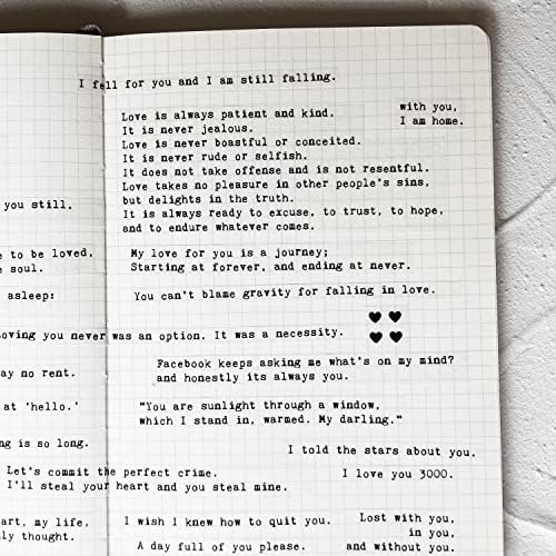 100+ Love Quotes Inspirational Motivational Scripts Planner Stickers Typewriter Style Sayings Letters Aesthetic Journal Diary Scrapbook Art Crafts Accessories 4 Sheets