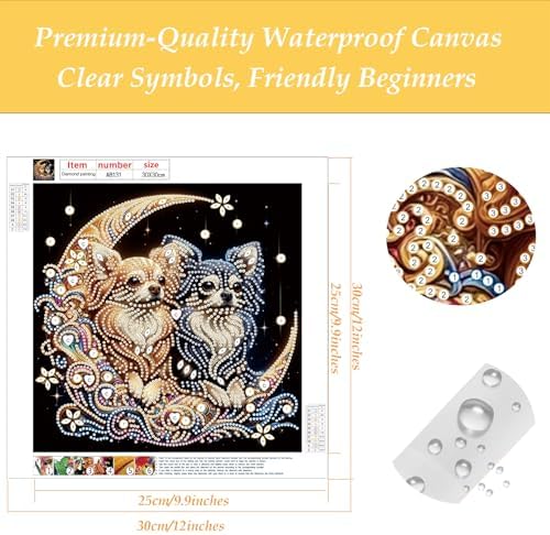 Bloomthread Diamond Painting Kits for Adults – Dog and Moon Partial Drill Diamond Art Painting Kits for Holiday Gifts and Home Decor 12x12 Inches