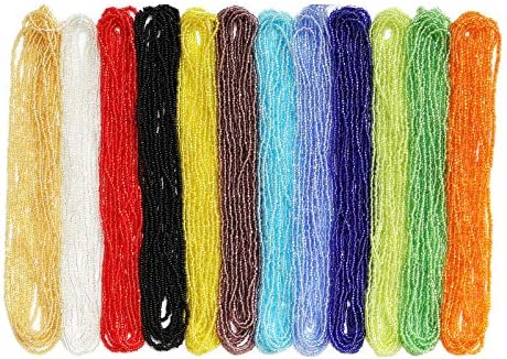 11/0 Glass Seed Beads 1 Hank 3 Meters (12 String Hanks,Total 12 Colors) Glass Silver Lined