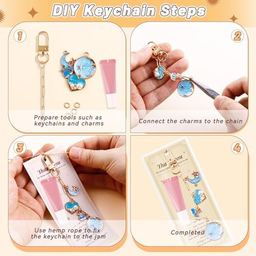 Wurosi 52 Set Lip Gloss Keychain Making Kit with Gift Packaging Supplies
