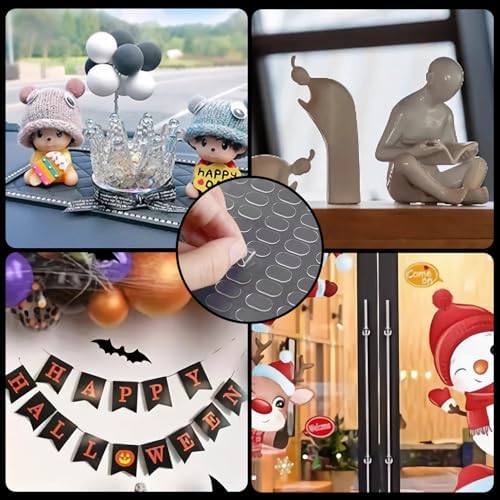 100 Pcs Sticky Tack Mounting Putty Museum Gel, Removable Non-Marking Adhesive Dots Clear Double Sided for Crafts Balloons Festival Home Office Party Decorations (0.31" X 0.51")